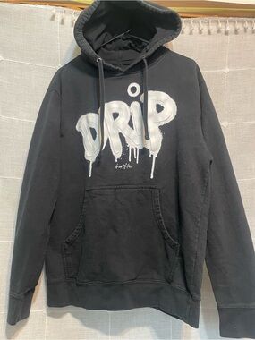 Ring of Fire - Black DRIP Hoodie. Size Medium